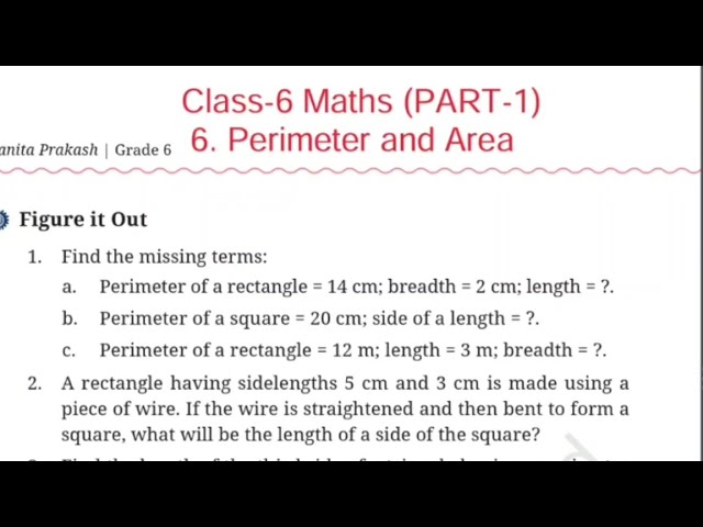 (PART-1) / Class-6 Maths Perimeter and Area / Page 132 / NCERT Chapter-6 Figure it Out / Solution 