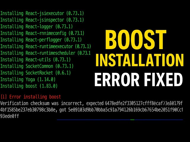 Error installation boost issue fixed | Resolve !Error installation boost || #javascript #react#2025
