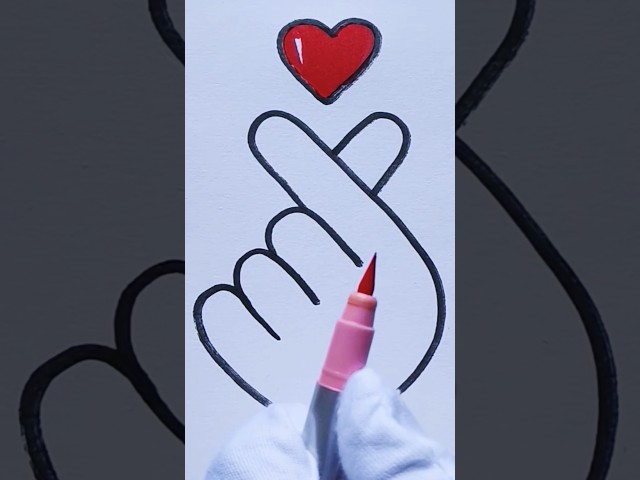 Cute Things to Draw 024 | Finger Heart Drawing Easy #fingerheart #drawing #art #easy #cute #tutorial