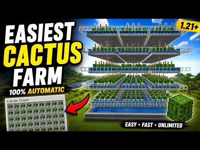 Easiest cactus farm minecraft 1.21/1.26 Java & Bedrock 