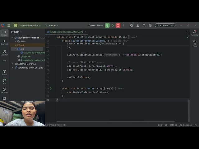 ACTIVITY 1: STUDENT INFORMATION SYSTEM using JAVA SWING GUI