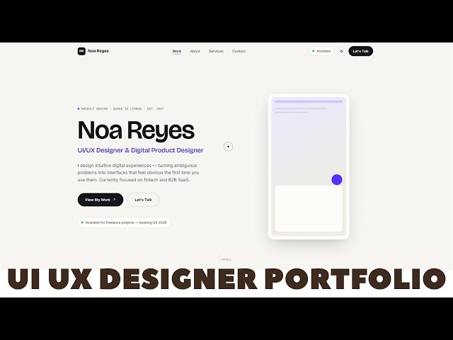 Creating  a UI and UX Designer Portfolio website In HTML CSS and Javascript | Source code