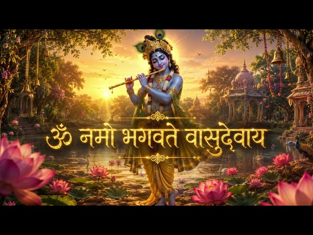 Om Namo Bhagavate Vasudevaya 🦚 | Powerful Krishna Mantra | 108 | Meditation, Peace & Positive Energy