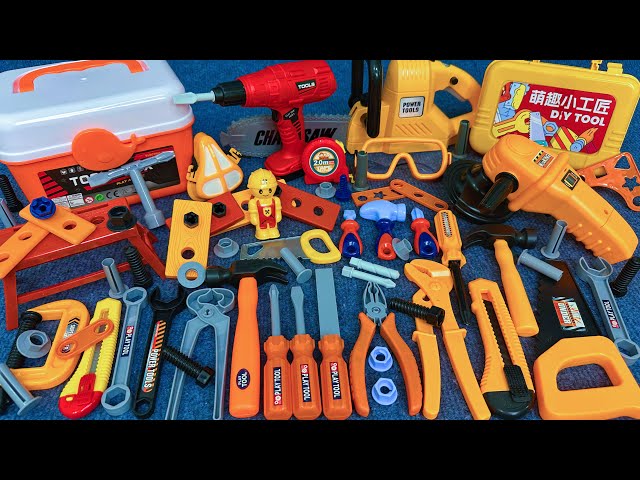15 Minute Satisfying Unboxing Car repairman Chainsaw Power Tools Toy PlaySet ASMR | Toy Review