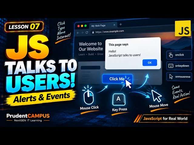 07 - JavaScript Alerts & Events | How JavaScript Interacts with Users | @PrudentCAMPUS