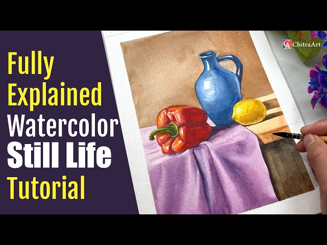 Fully Explained Watercolor Still Life Tutorial | Drawing To Painting Step by Step for Beginners