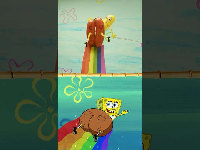 the "he's flying" song IRL 🌈 | SpongeBob #shorts