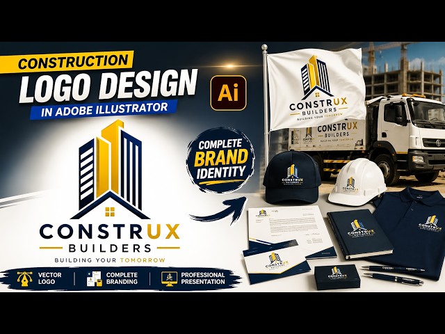 Construction Company Logo Design in Adobe Illustrator | Complete Brand Identity & Branding