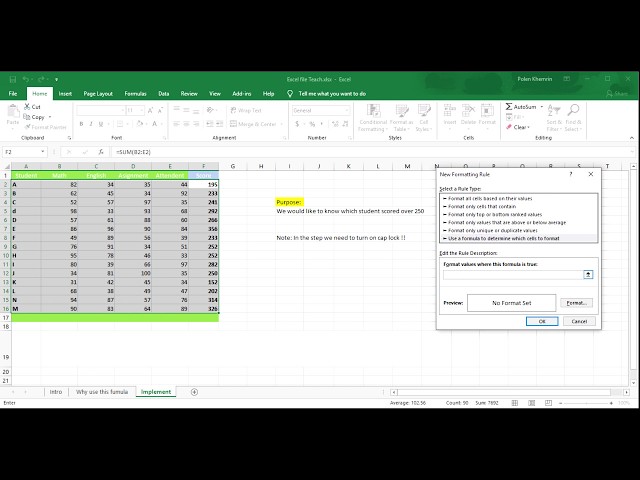 #TechChannel Ms. Excel Formula "Formatting Rule"