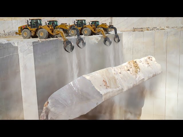 Extreme Way They Cut Gigantic Marble Blocks in Quarry