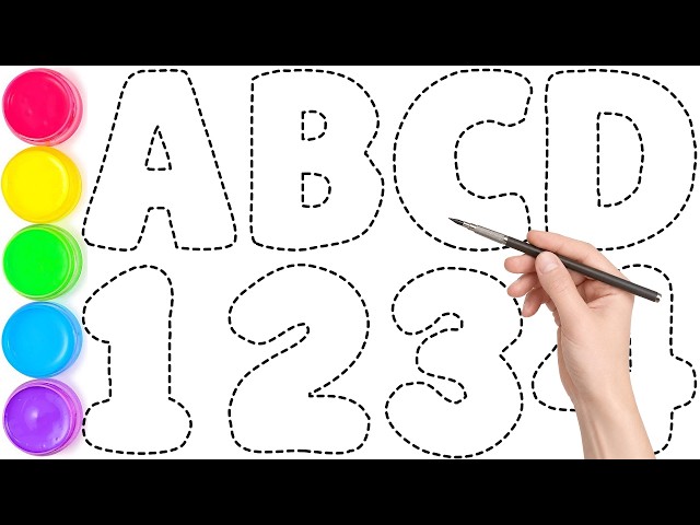 Learn How to Draw, Paint & Colour ABCD & 1234 Easy Step by Step for Kids, Coloring Page - Ks Art
