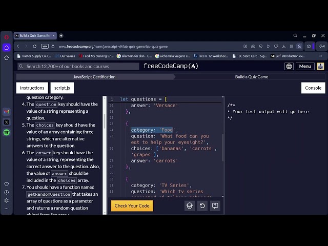 Build a Quiz Game 7 18 26