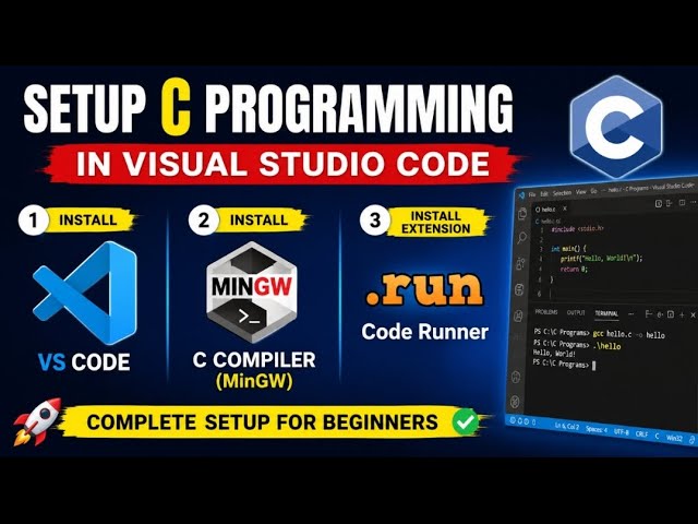 C Programming in VS Code | Install VS Code + MinGW + Code Runner (Full Setup for Beginners)