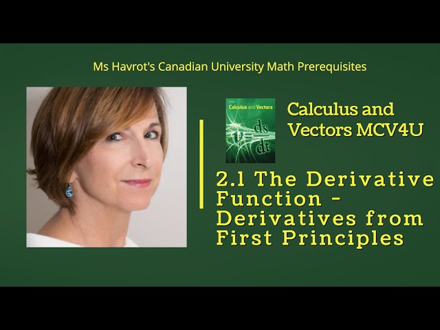 Calculus 2.1 The Derivative Function - Derivatives from First Principles