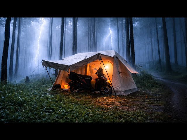 Cozy Tent vs Violent Thunderstorm ⛈️ | Camping in Heavy Rain - Close Lightning, Still Safe