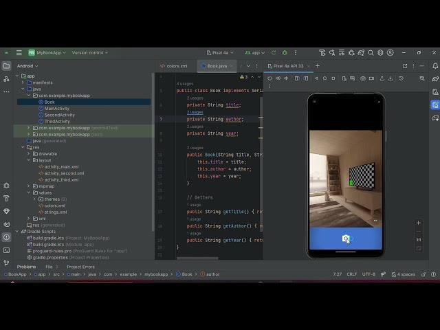 MyBookApp Android Development MVC (Java + XML) concept demonstration