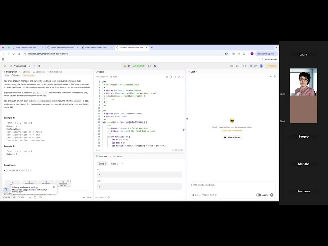 278 Leetcode Ищем первую плохую версию из нескольких возможных First Bad Version Литкод для интервью