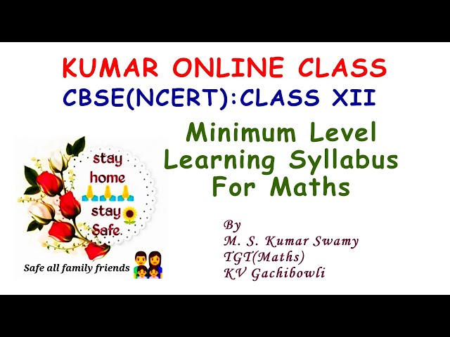 Minimum Level Learning Study Materials for Class XII Maths
