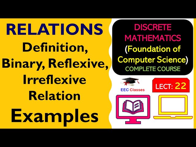 L22: RELATIONS Definition, Binary, Reflexive, Irreflexive Relation | Example | Discrete Math's Hindi