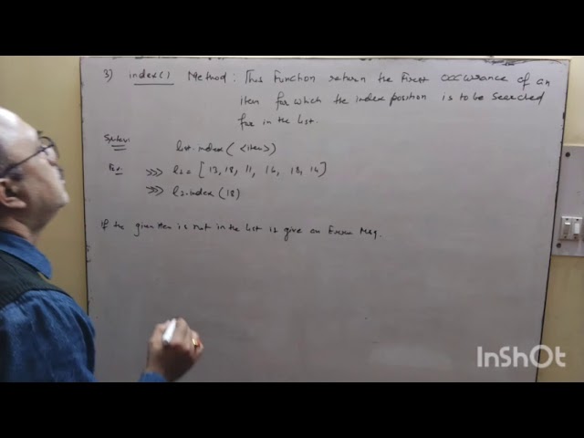 Python | The index ( ) method | class 11 IP