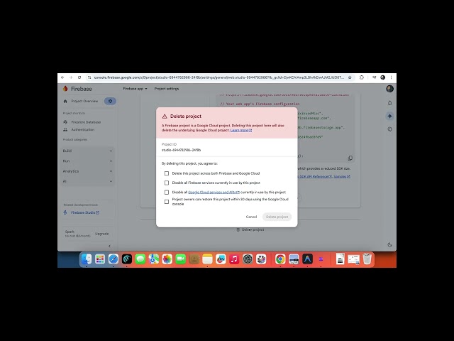 How to Delete a Project in Firebase Studio Quick Tutorial