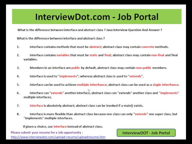 Interface And Abstract Class in Java   8 Differences