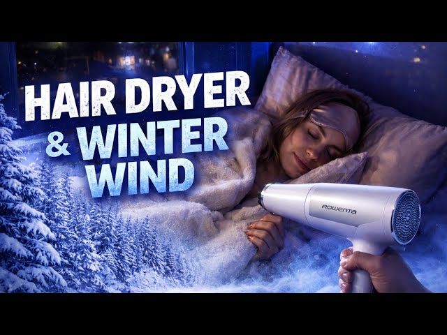 Hair Dryer & Winter Wind Sounds for Deep Sleep ❄️💨 | Cozy White Noise