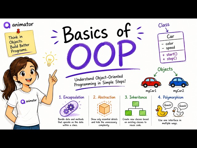 Animator.dev Example Video: Basics of OOP - Object Oriented Programming