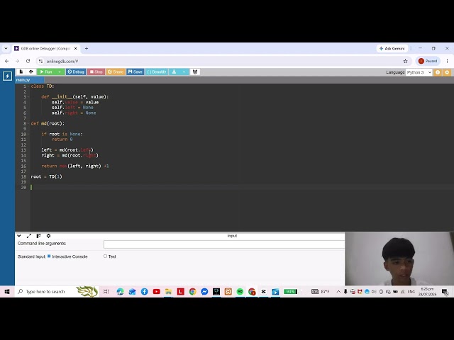 Binary Tree Depth and Traversal