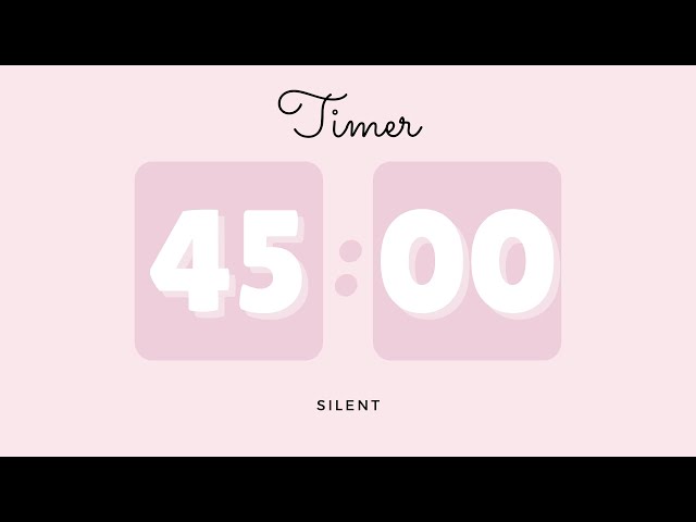 🌸 45 Minutes Silent Timer with Cute Ending Alarm | Pastel Pink Timer