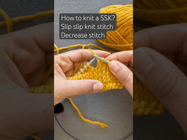SSK (Slip slip knit) Stitch Tutorial - How to decrease your stitches #knittingstitches #shorts