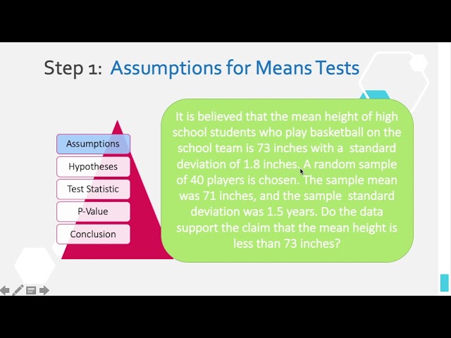 Hypotheses Tests for One Population Mean