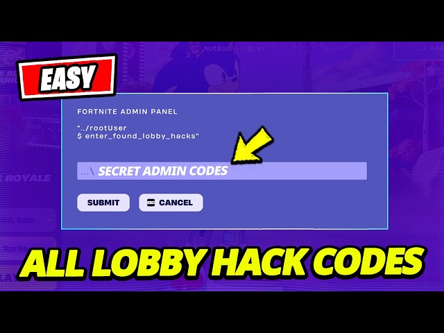 ALL LOBBY HACK CODES (Admin Panel Codes) in Fortnite Season 4!! How to GET ALL FREE Sprites!