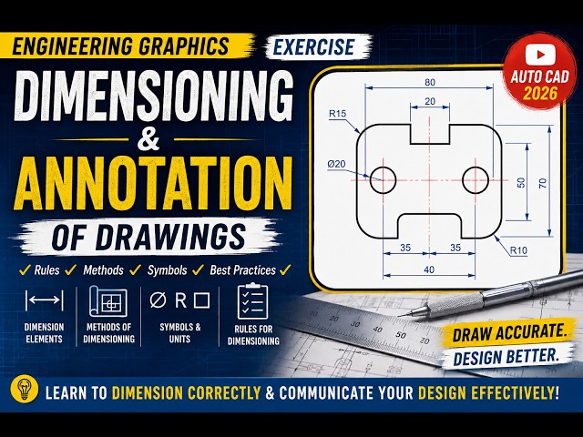 DSU_Ex_4_Dimensioning and Annotation of Drawings #engineeringgraphics #autocad #dimensioning