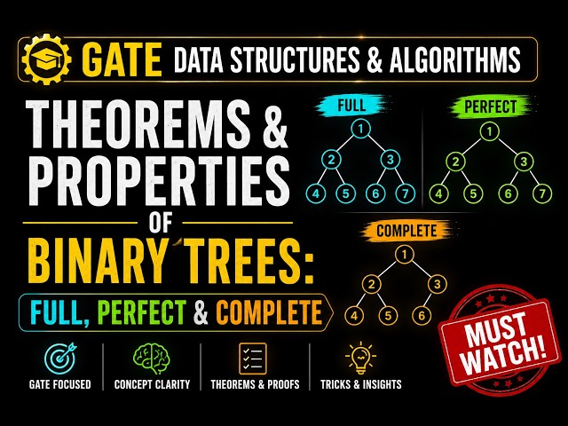 Theorems & Properties of Binary Trees: Full, Perfect & Complete | GATE Data Structures & Algorithms