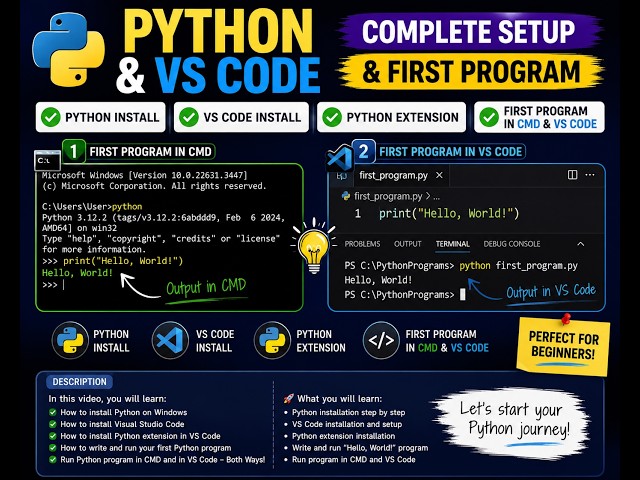 Python Installation + VS Code Setup + First Python Program