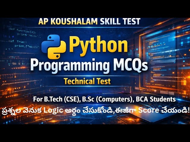AP Koushalam Python Programming MCQs Set 1|for B.Tech CSE, B.Sc(Computers),BCA #koushalamskilltest