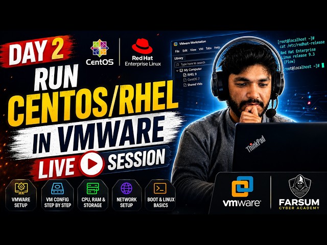 🔴 LIVE | Day 2: How to Run CentOS/RHEL in VMware | Complete Linux Virtual Machine Setup