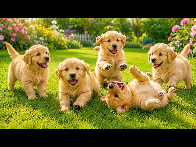 💛🐾 Adorable Golden Puppies Playing Outdoors | Relaxing Dog Sounds | Dog Video