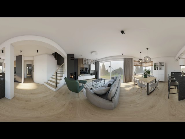 Projekt wnętrza w domu jednorodzinnym. Projekt wnętrza w wirtualnej rzeczywistości  360° VR