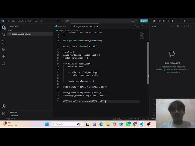 membuat analisis nilai mahasiswa dengan pandas & numpy #python #coding 