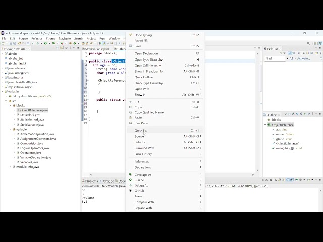 java for beginner object creation In Amharic