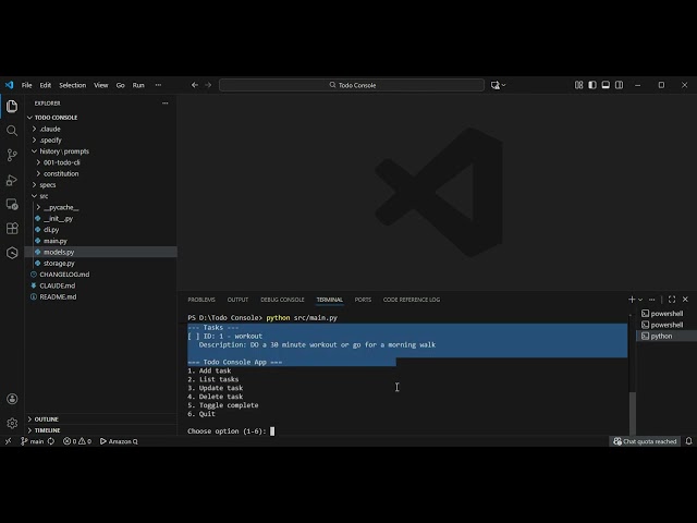 Phase I Complete: Built a Todo App with ZERO Manual Coding Using Spec-Driven Development! 🚀