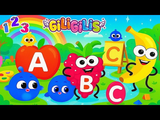 🍌 ABC Fruits World | Learn A for Apple, B for Banana, C for Cherry with Giligilis Songs 🎶