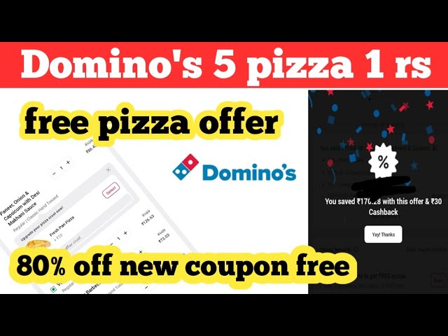 Domino's 5 pizza 1 rs || dominos coupon code today || 17 august offer