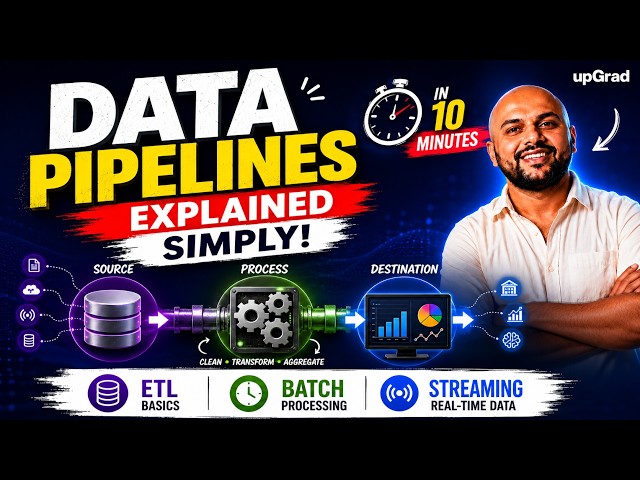 Data Pipeline Explained in 10 Minutes | ETL, Batch & Streaming Data Engineering | upGrad Learning