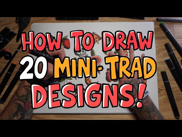 How to Draw 20 Mini-Trad Designs | Real time drawing tutorial on paper