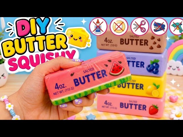 How to make Watermelon Butter Squishy No Glue, Cotton, Sponge & Clay 😱 Paper craft/ Easy craft ideas
