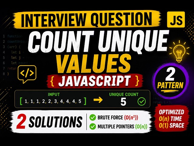 JavaScript Interview Question #2 | Count Unique Values | Multiple Pointers Pattern Explained | தமிழ்