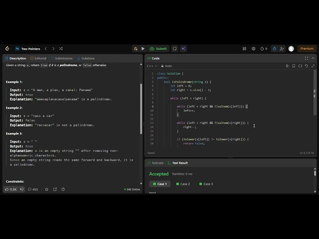 125. Valid Palindrome | Leetcode | C++